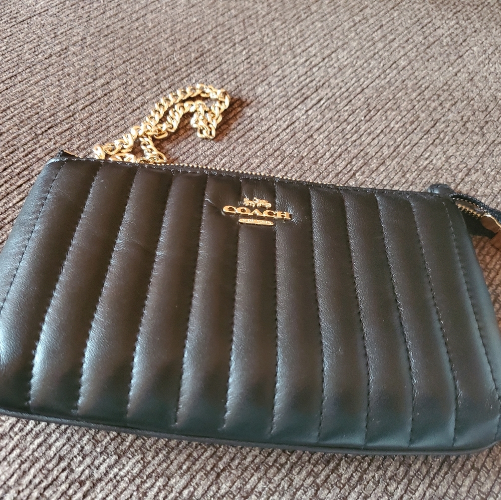 Coach leather black wristlet